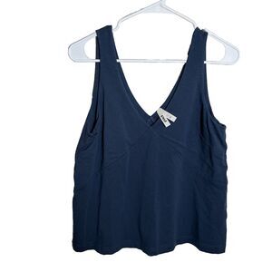 PACT Tank Top Women's Medium Blue V-Neck Sleeveless Cotton Casual Shirt